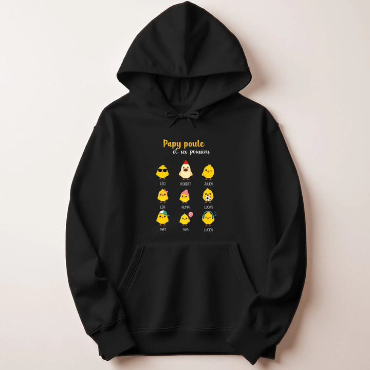 Pull papy poule Sweat à capuche / Noir / S