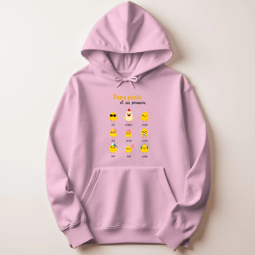 Pull papy poule Sweat à capuche / Rose Clair / S