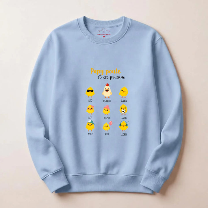 Pull papy poule Sweatshirt / Bleu Clair / S