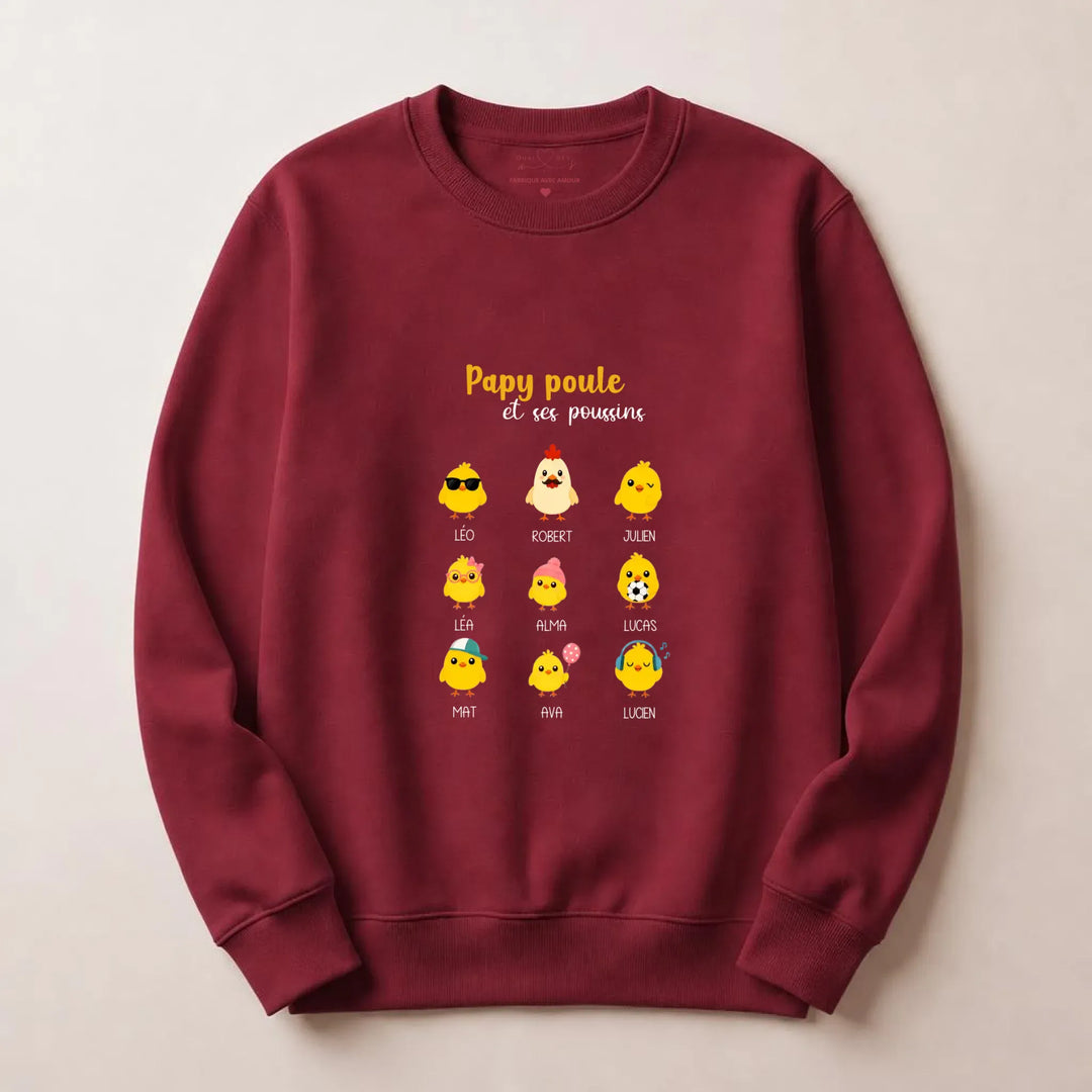Pull papy poule Sweatshirt / Bordeaux / S