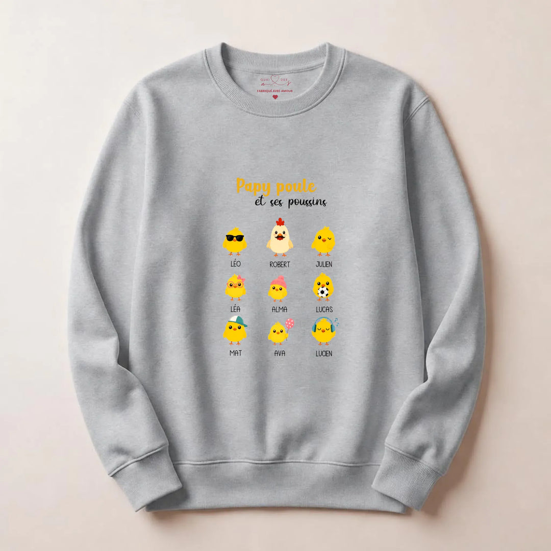 Pull papy poule Sweatshirt / Gris / S