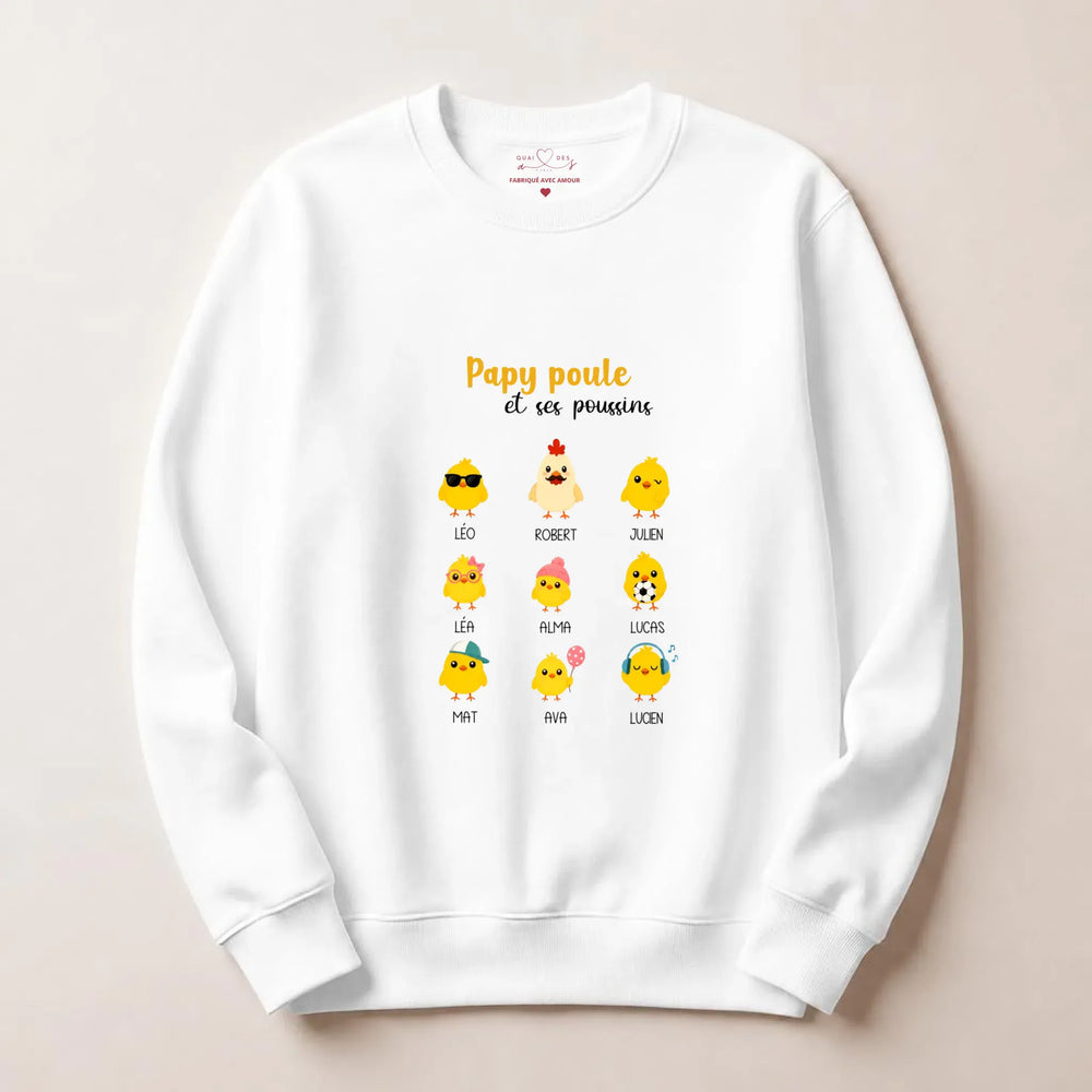 Pull papy poule Sweatshirt / Blanc / S
