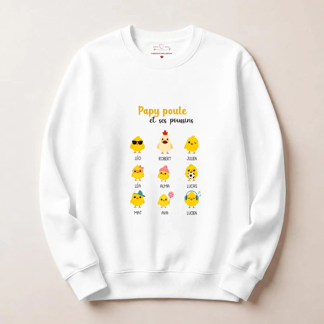 Pull papy poule Sweatshirt / Blanc / S