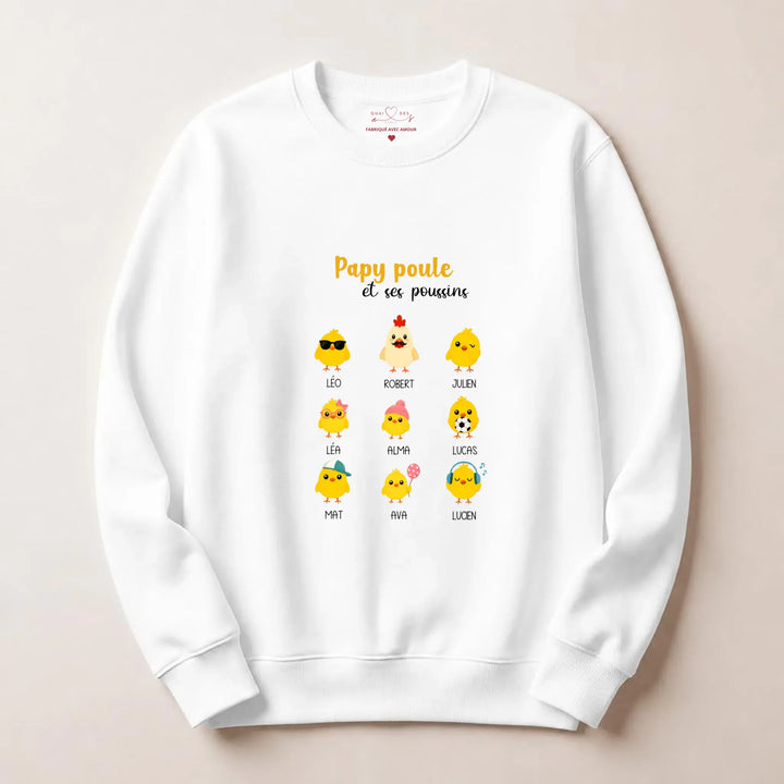 Pull papy poule Sweatshirt / Blanc / S