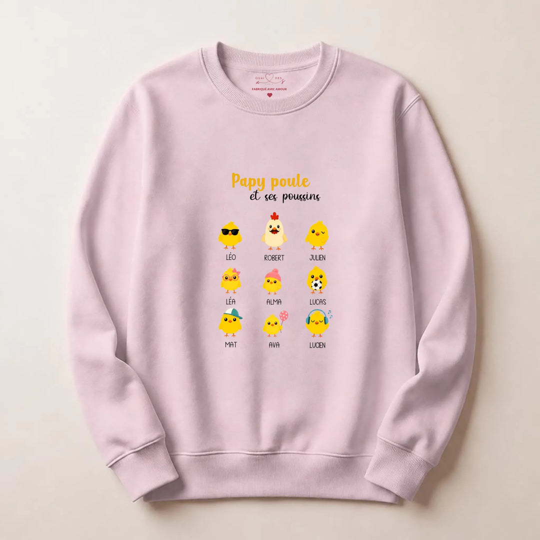 Pull papy poule Sweatshirt / Rose clair / S