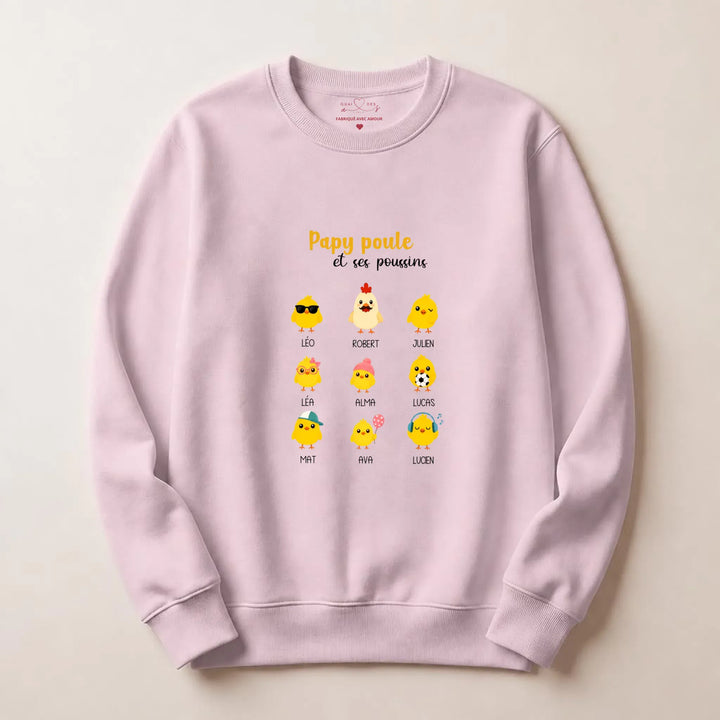 Pull papy poule Sweatshirt / Rose clair / S