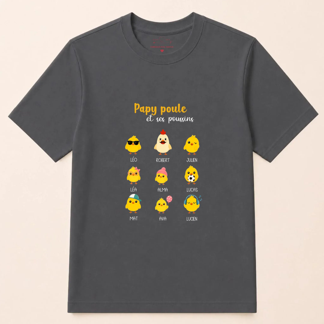 Pull papy poule T-shirt / Gris Foncé / S