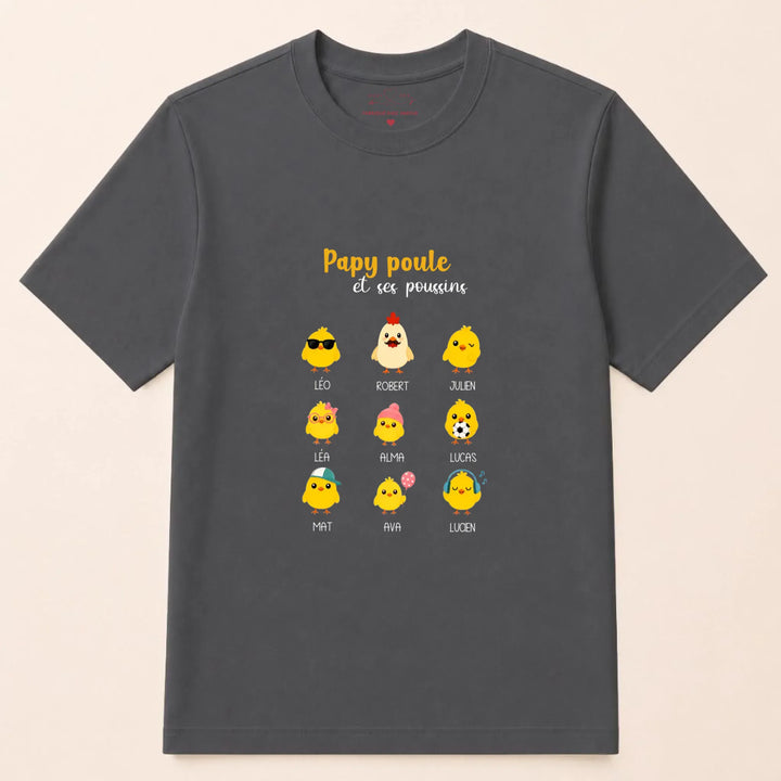Pull papy poule T-shirt / Gris Foncé / S