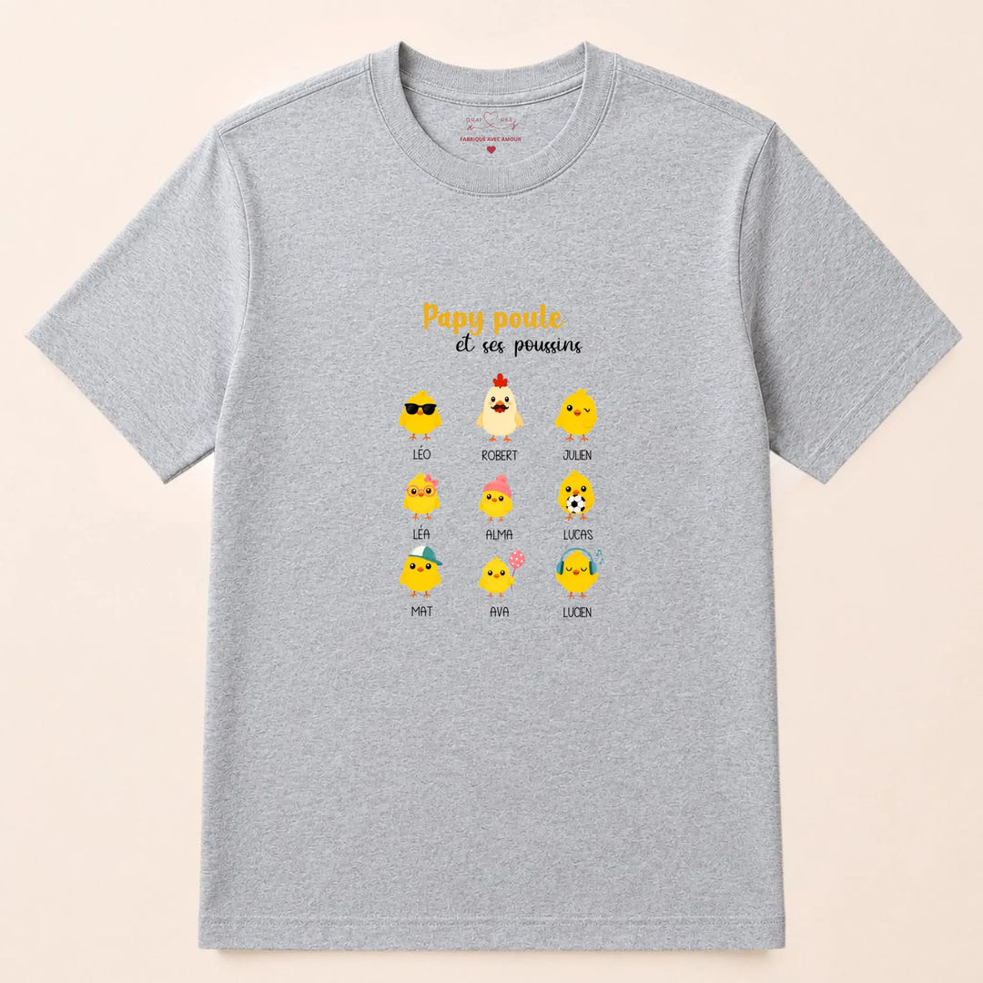 Pull papy poule T-shirt / Gris / S