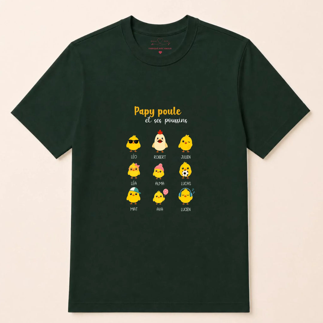 Pull papy poule T-shirt / Vert Forest / S