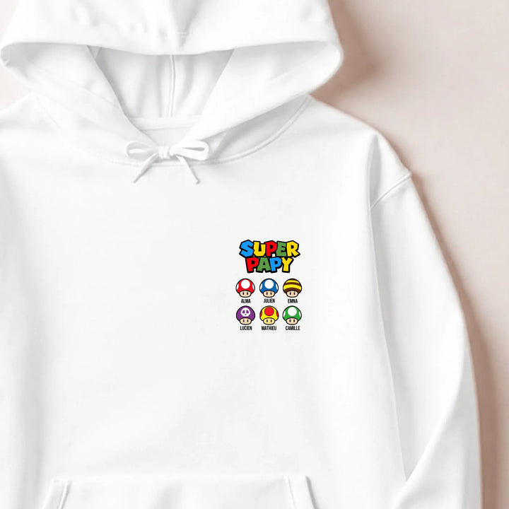 Pull super papy Sweat à capuche / Blanc / S