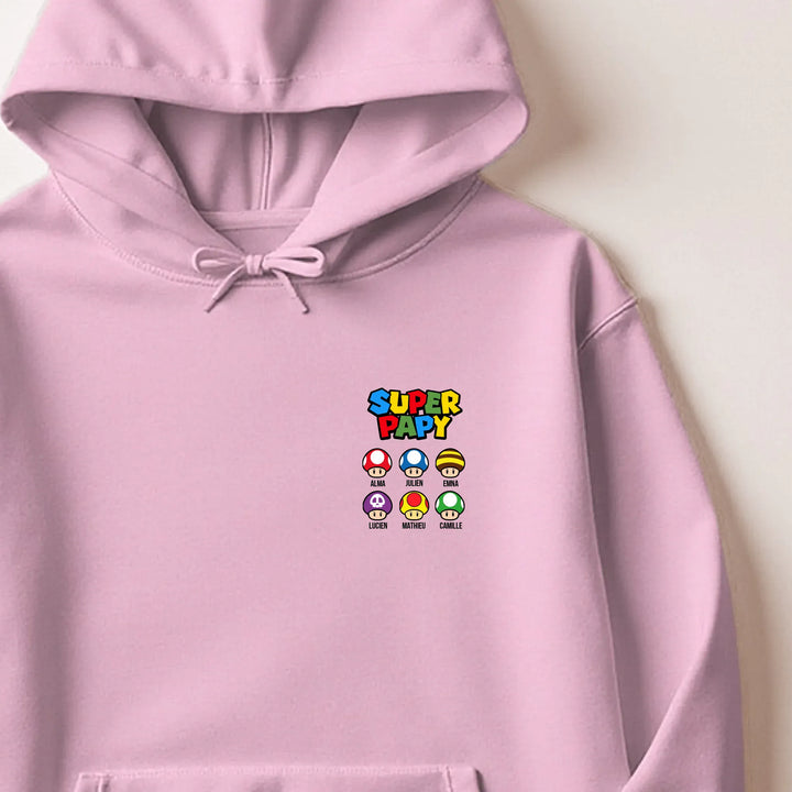 Pull super papy Sweat à capuche / Rose Clair / S