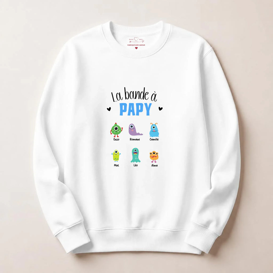 Sweat Personnalisé - La bande à papy Sweatshirt / Blanc / S