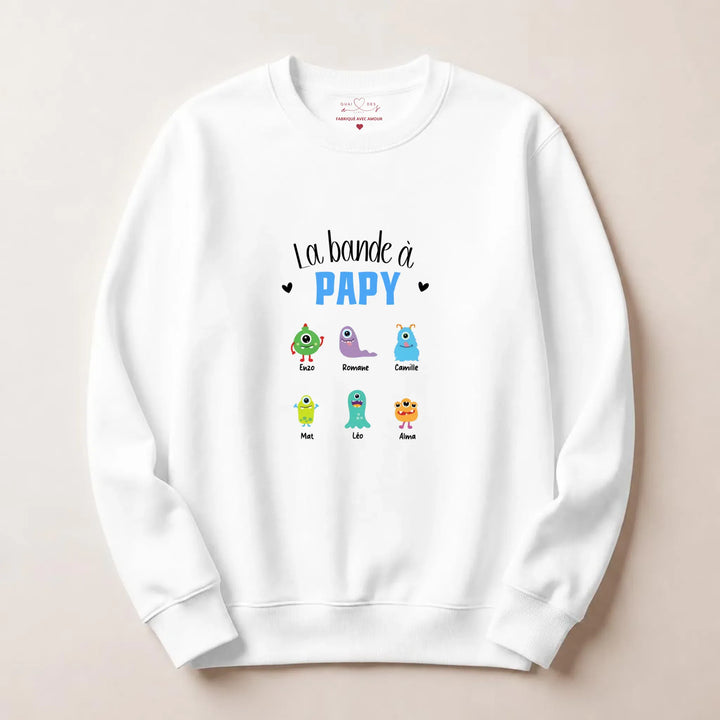 Sweat Personnalisé - La bande à papy Sweatshirt / Blanc / S