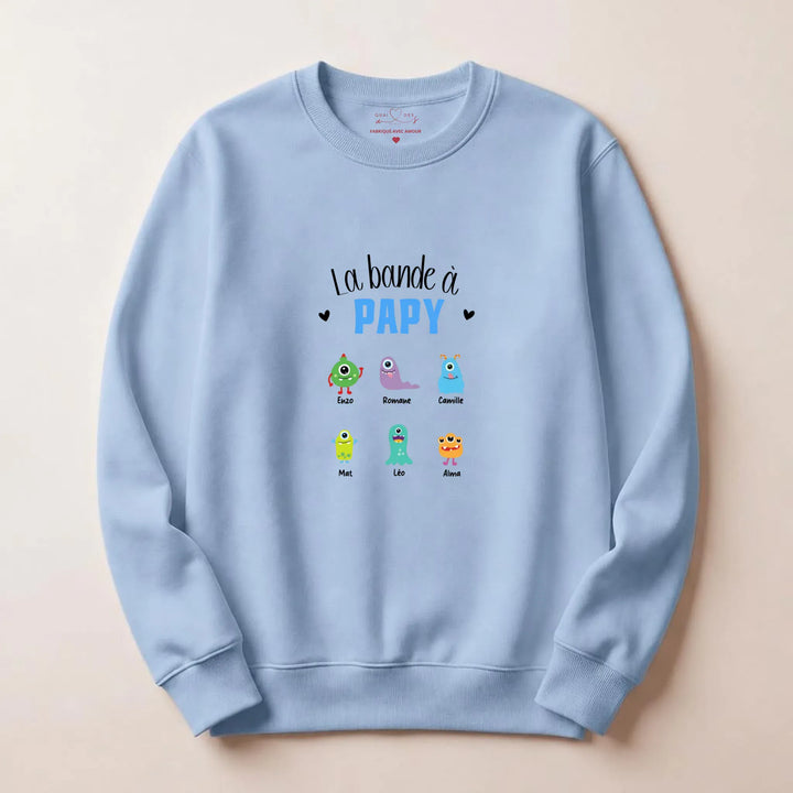 Sweat Personnalisé - La bande à papy Sweatshirt / Bleu Clair / S