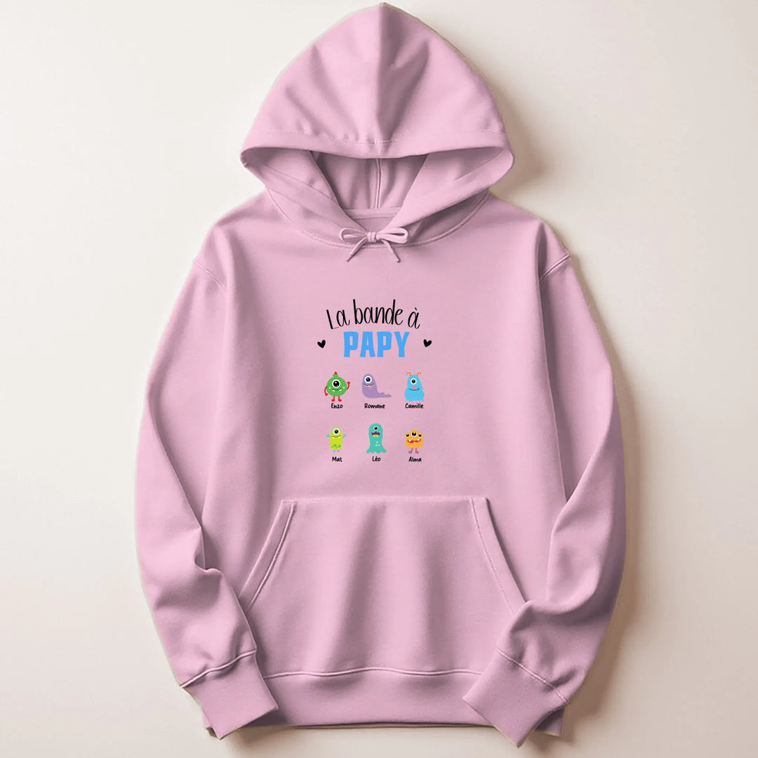 Sweat Personnalisé - La bande à papy Sweat à capuche / Rose Clair / S