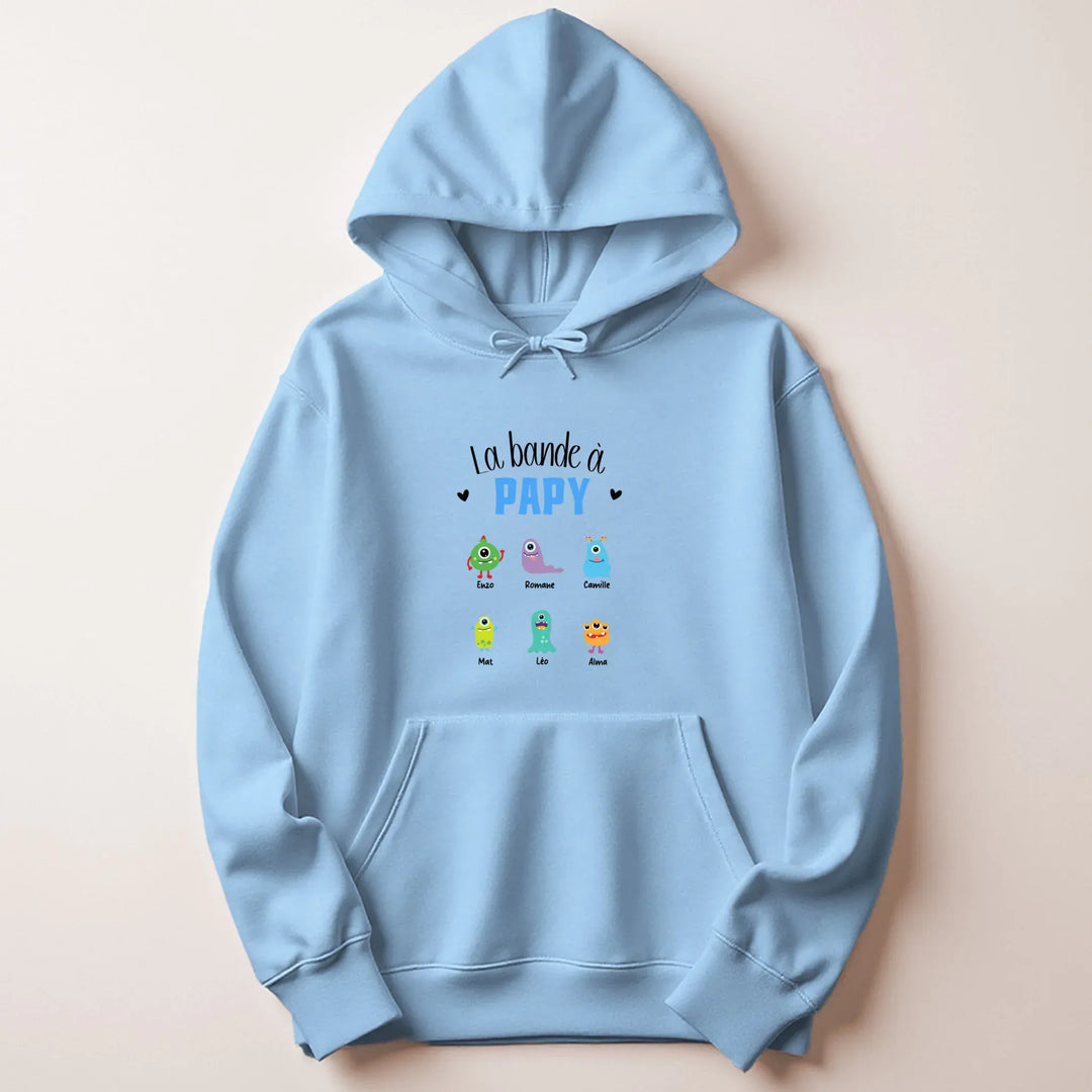 Sweat Personnalisé - La bande à papy Sweat à capuche / Bleu Clair / S