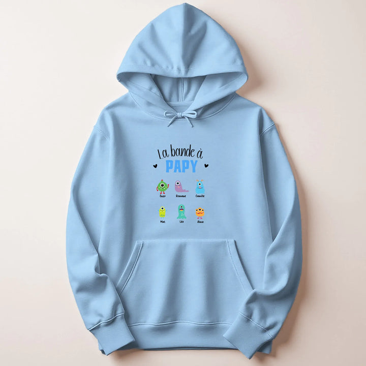 Sweat Personnalisé - La bande à papy Sweat à capuche / Bleu Clair / S