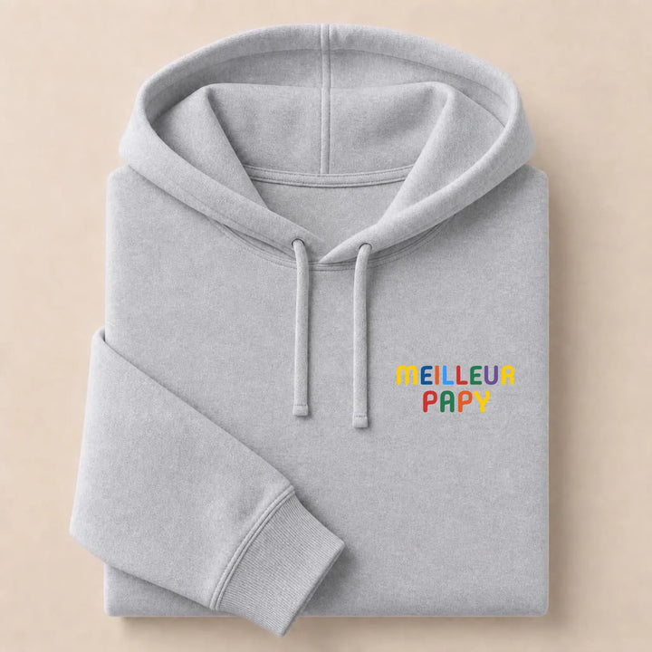 Sweat personnalisé Meilleur Papy Sweat à capuche / Gris / S