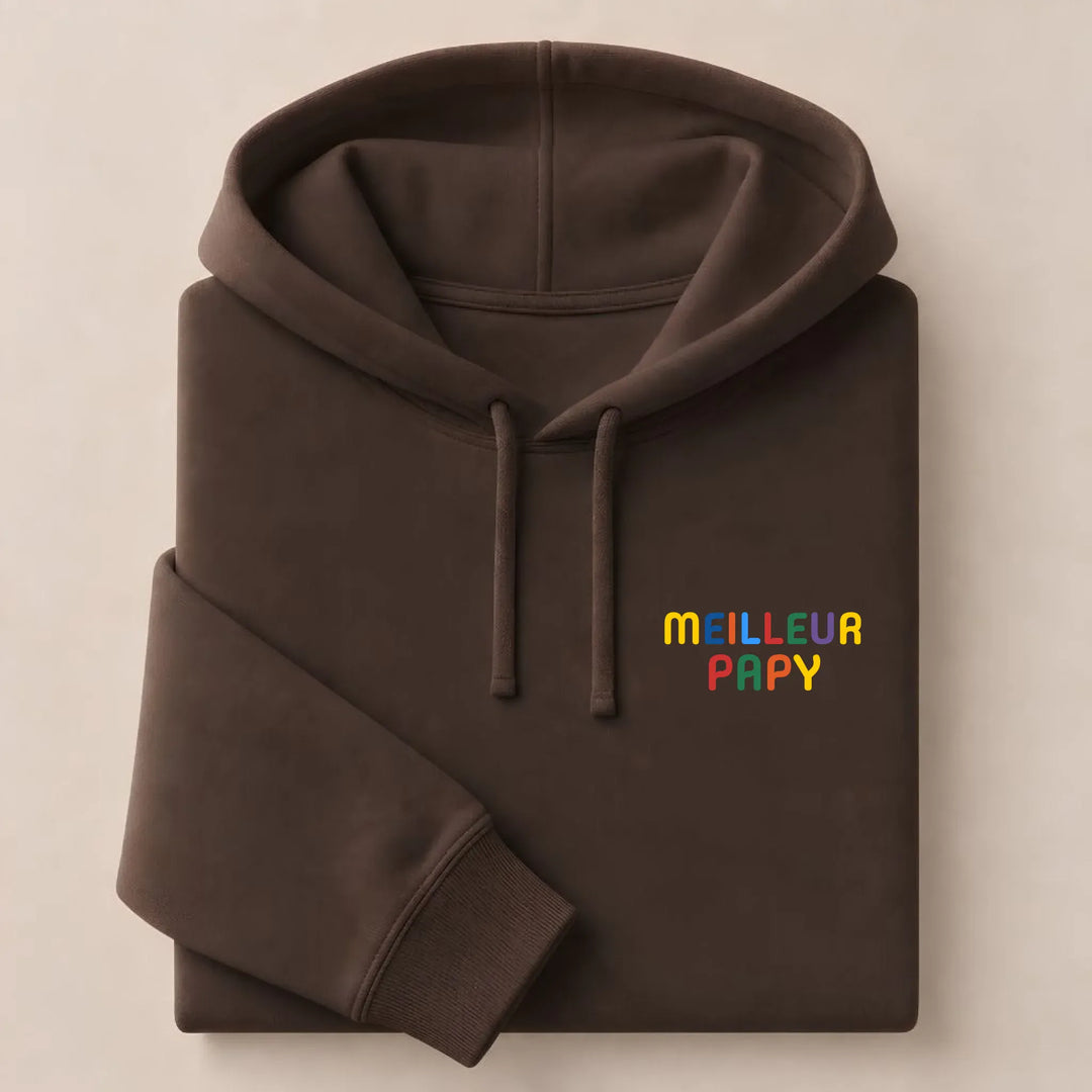 Sweat personnalisé Meilleur Papy Sweat à capuche / Marron / S