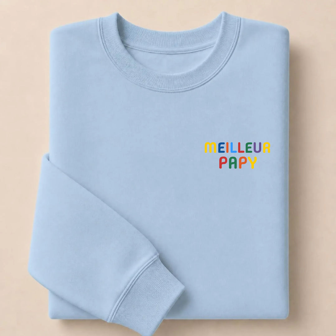 Sweat personnalisé Meilleur Papy Sweatshirt / Bleu Clair / S
