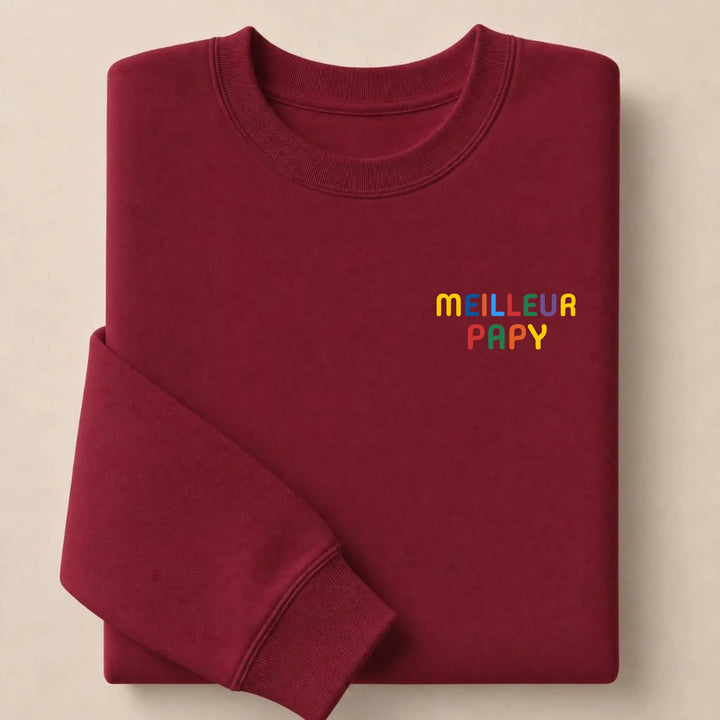 Sweat personnalisé Meilleur Papy Sweatshirt / Bordeaux / S