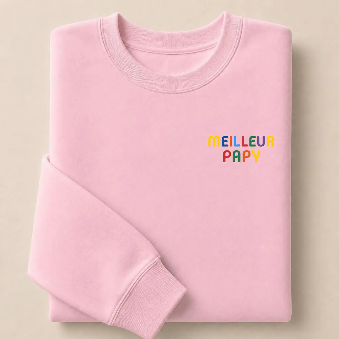 Sweat personnalisé Meilleur Papy Sweatshirt / Rose Clair / S