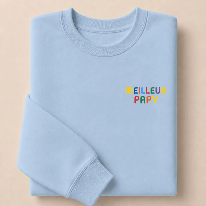 Pull personnalisé Meilleur Papy Sweatshirt / Bleu Clair / S