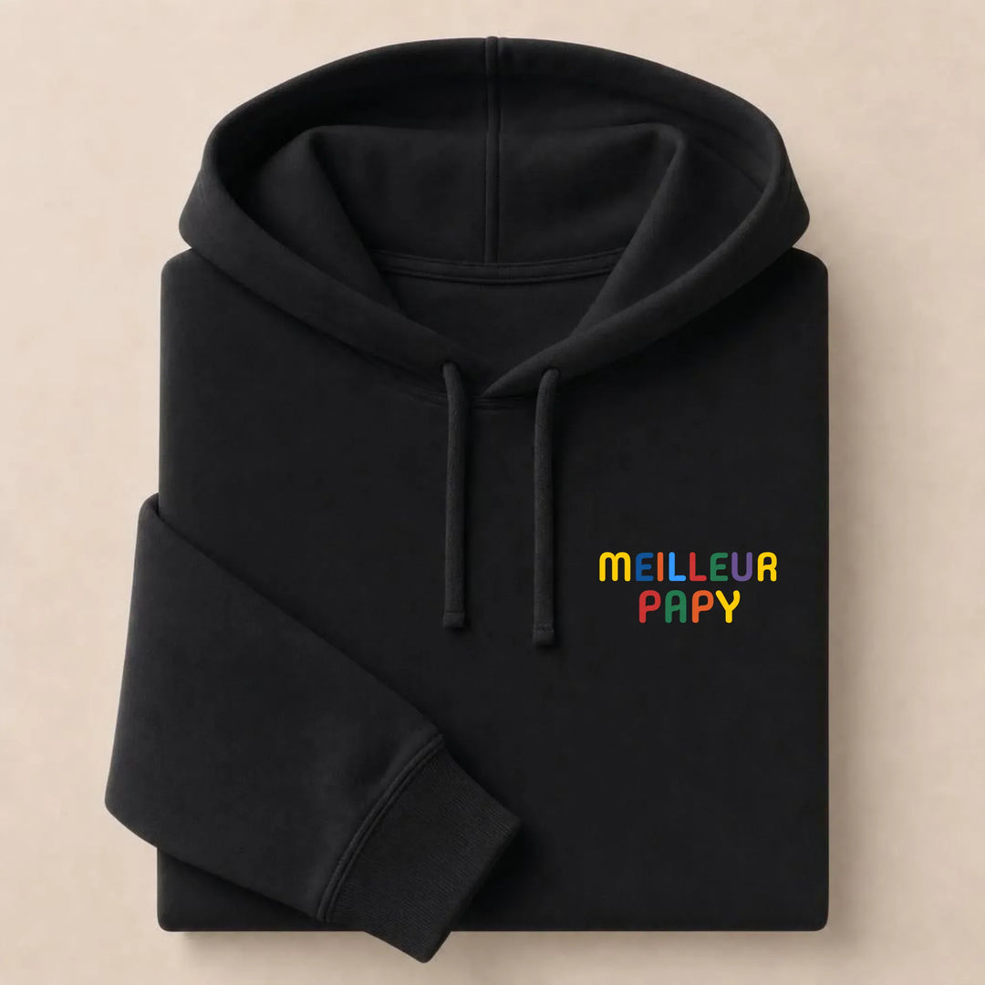 Pull personnalisé Meilleur Papy Sweat à capuche / Noir / S