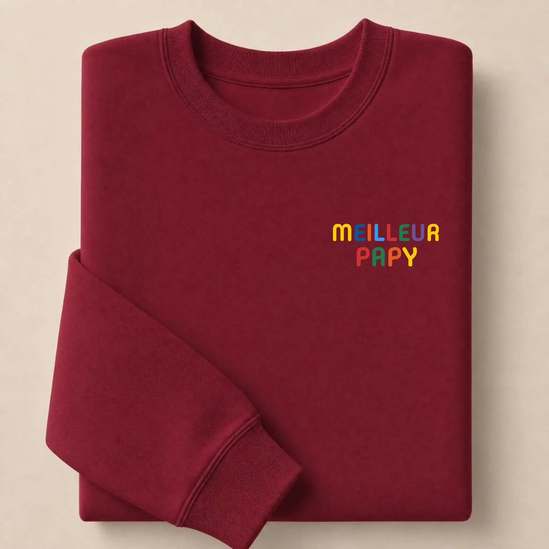 T-Shirt personnalisé Meilleur Papy Sweatshirt / Bordeaux / S