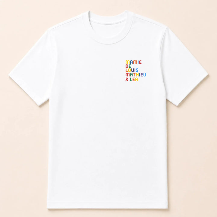 Pull personnalisé Mamie - Prénoms multicolore brodé
