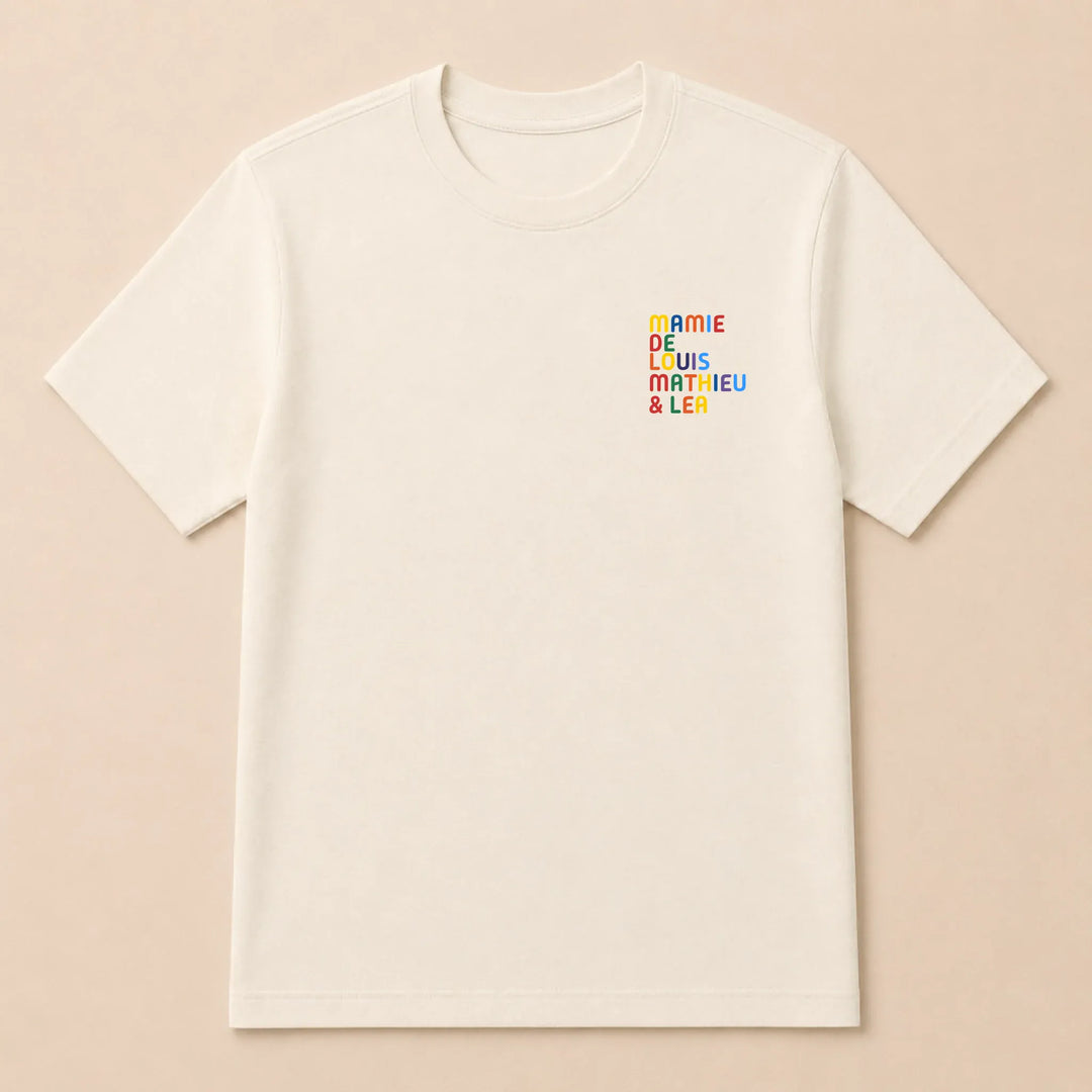 Pull personnalisé Mamie - Prénoms multicolore brodé