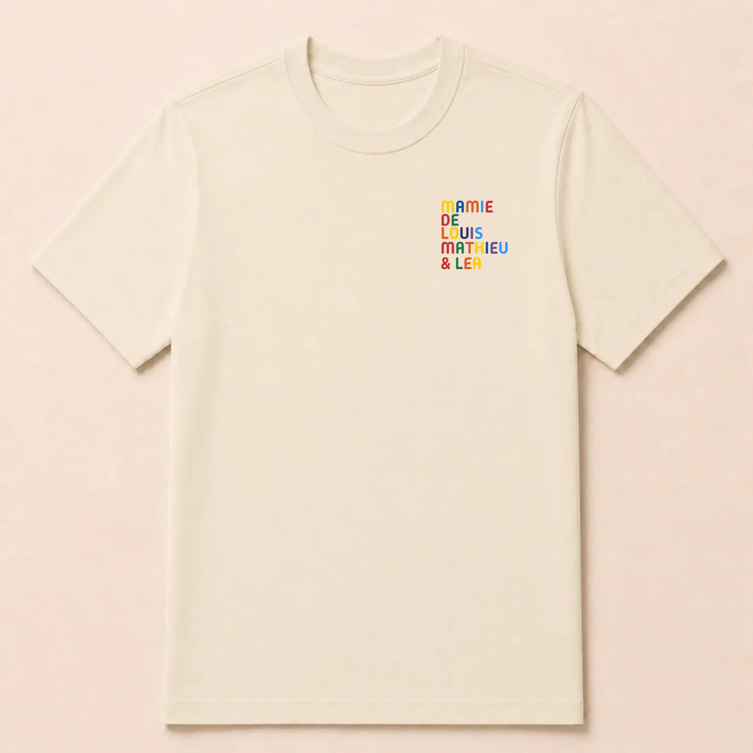 Pull personnalisé Mamie - Prénoms multicolore brodé