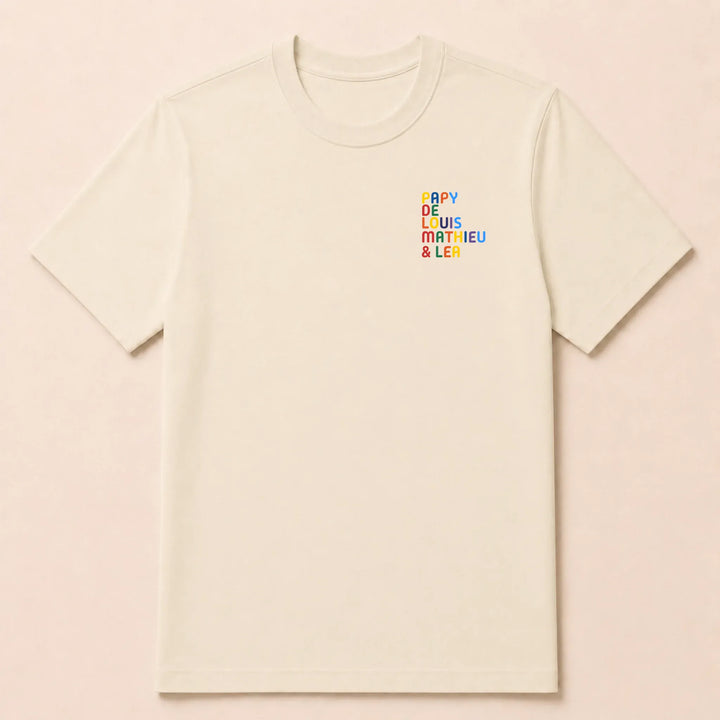 Pull personnalisé Papy - Prénoms multicolore brodé