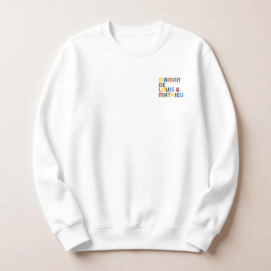 T-Shirt personnalisé Maman - Prénoms multicolore brodé