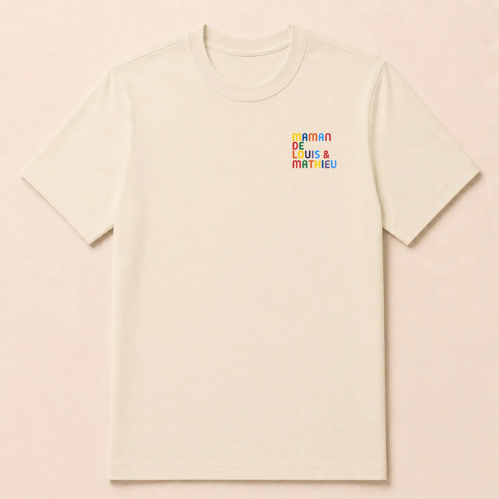 Pull personnalisé Maman - Prénoms multicolore brodé