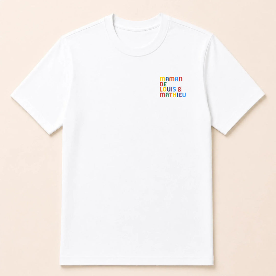 Pull personnalisé Maman - Prénoms multicolore brodé