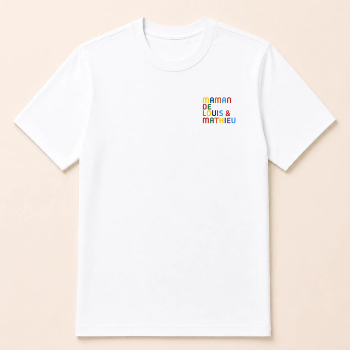 Pull personnalisé Maman - Prénoms multicolore brodé