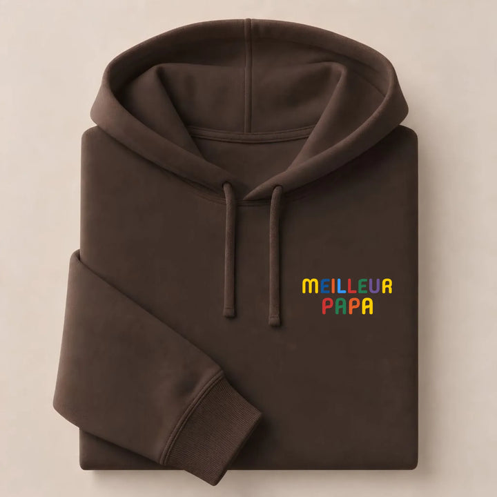 T-Shirt personnalisé Meilleur papa Sweat à capuche / Marron / S