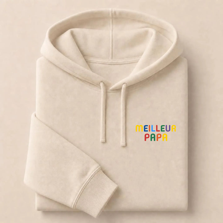 Pull personnalisé Meilleur Papa Sweat à capuche / Beige / S