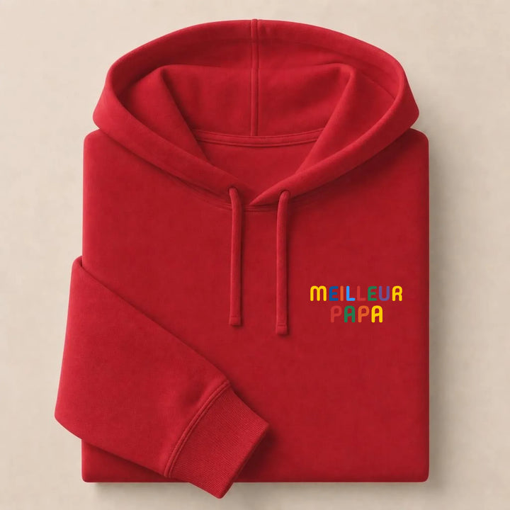 Pull personnalisé Meilleur Papa Sweat à capuche / Rouge / S