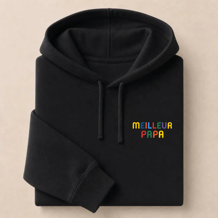 Pull personnalisé Meilleur Papa Sweat à capuche / Noir / S