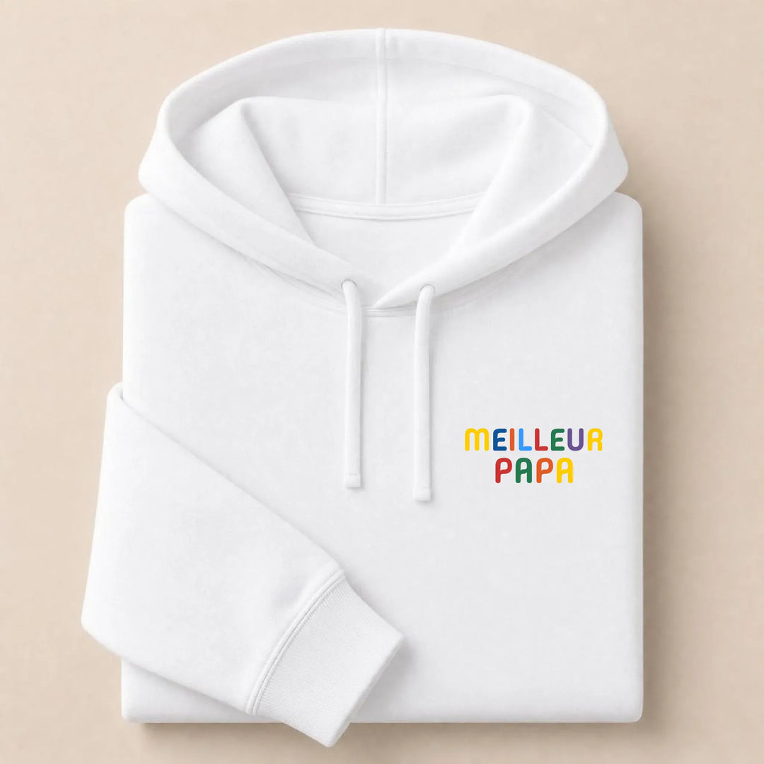 Pull personnalisé Meilleur Papa Sweat à capuche / Blanc / S