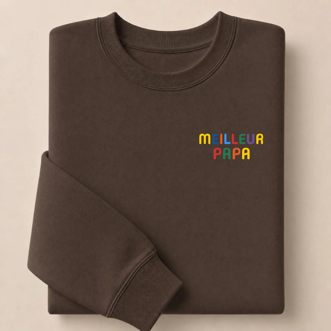 Pull personnalisé Meilleur Papa Sweatshirt / Marron / S