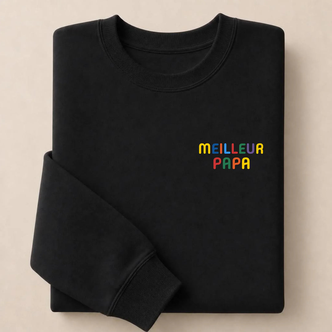 Pull personnalisé Meilleur Papa Sweatshirt / Noir / S