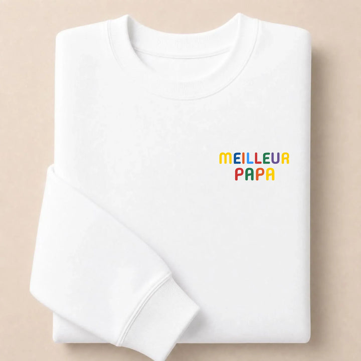 Sweat personnalisé Meilleur Papa Sweatshirt / Blanc / S