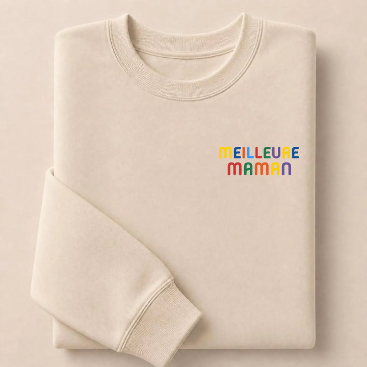 T-Shirt personnalisé Meilleure Maman Sweatshirt / Beige / S