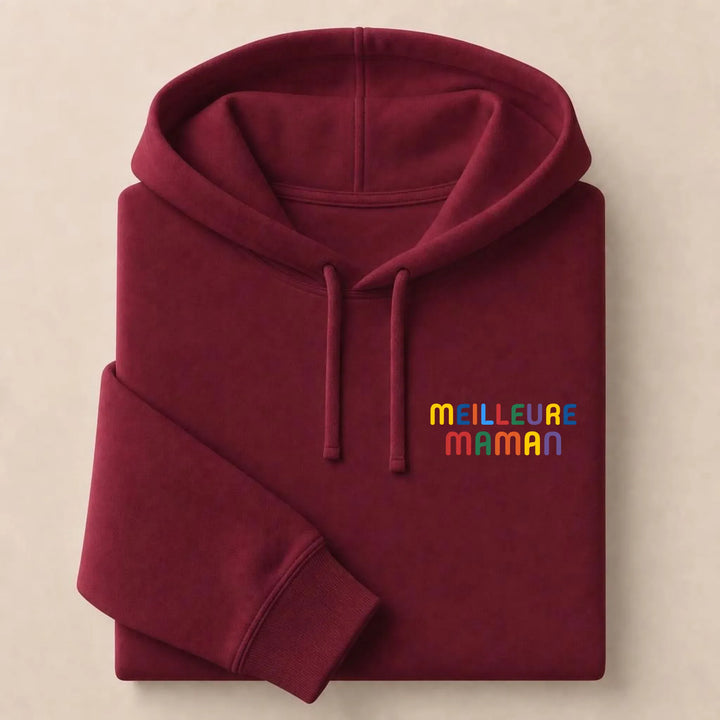 Pull personnalisé Meilleure Maman Sweat à capuche / Bordeaux / S