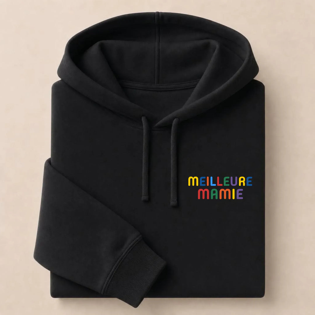 Pull personnalisé Meilleure Mamie Sweat à capuche / Noir / S