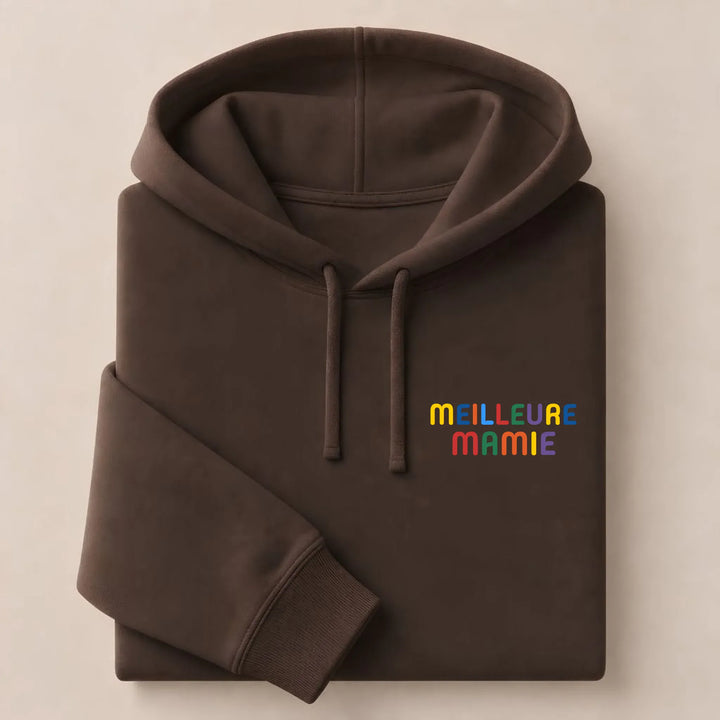 Pull personnalisé Meilleure Mamie Sweat à capuche / Marron / S